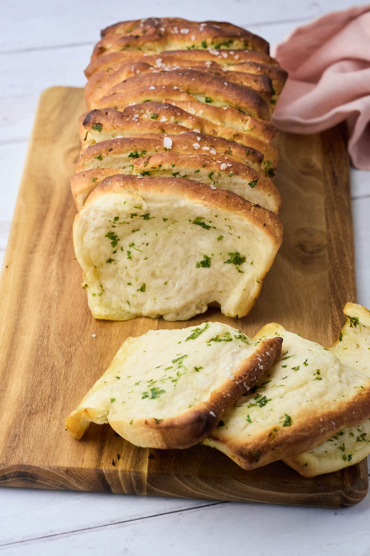 loaf of the viral pull apart garlic bread from TikTok or Instagram.